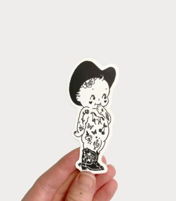 Kewpie Cowgirl Vinyl Sticker – Durable Matte Waterproof Design