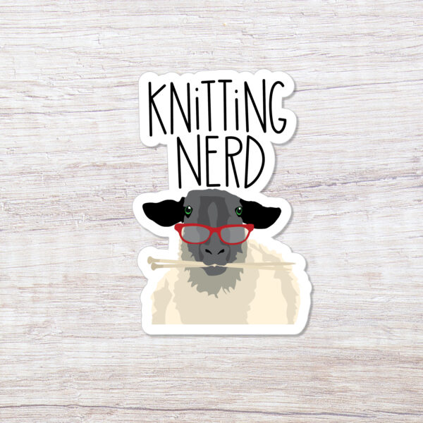 Knitting Nerd Sheep Vinyl Sticker – Durable & Weatherproof Décor