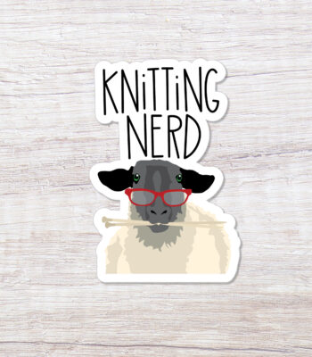 Knitting Nerd Sheep Vinyl Sticker – Durable & Weatherproof Décor