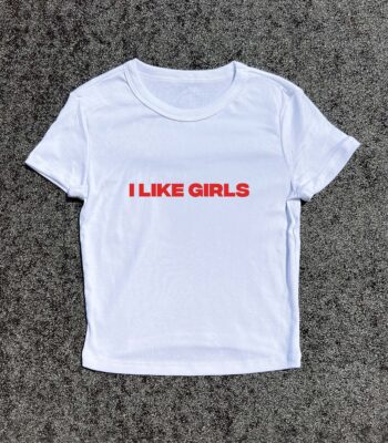 Lesbian Baby Fitted Tee - I Like Girls | Y2K 3D Puff T-Shirt