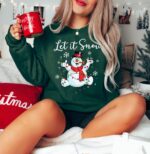 Let It Snow Snowman Sweatshirt – Cozy Holiday Family Top