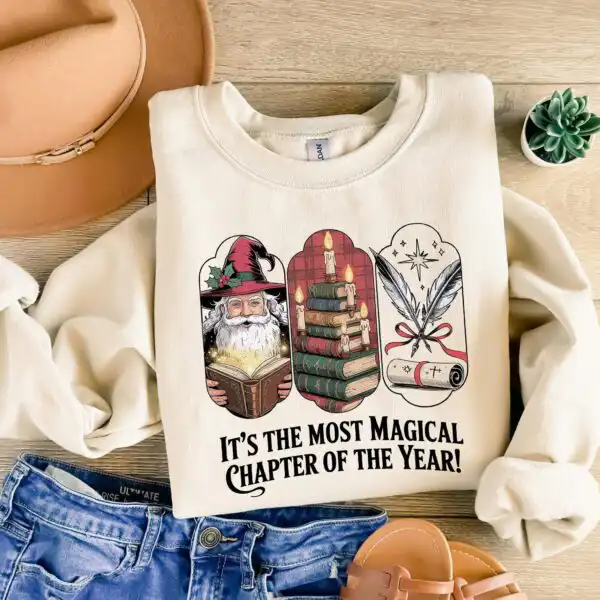 Magical Christmas Book Lover Sweatshirt – Cozy Holiday Top
