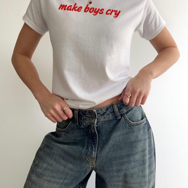 Make Boys Cry Funny Baby Tee – Vintage 90s Aesthetic Top