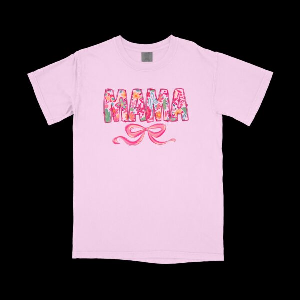 Mama Floral Ribbon T-Shirt – Soft Cotton Bow Graphic Tee