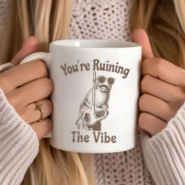 Marcus The Worm Mug – You're Ruining The Vibe Meme Cup