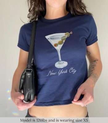 Martini Olive Baby Tee – Aesthetic NYC Cocktail Club Shirt