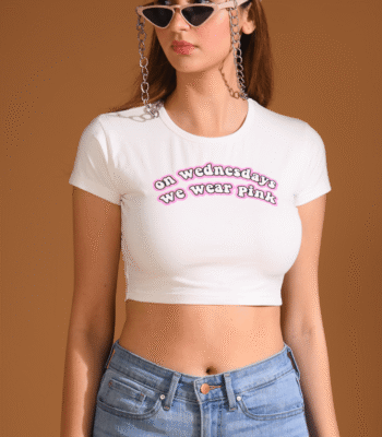 Mean Girls Baby Tee – Cute White Cotton Rib Short Sleeve Top