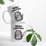 Meowy Christmas Mug – Cute Ceramic Holiday Gift for Cat Lovers