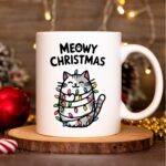 Meowy Christmas Mug – Cute Ceramic Holiday Gift for Cat Lovers