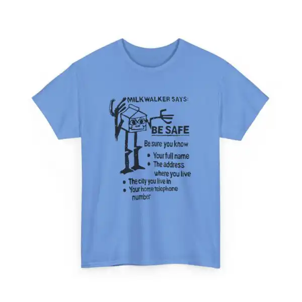 Mid 80s Milk Carton Safety Message Tee – Black Graphic Shirt