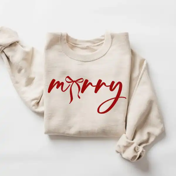 Minimalist Merry Christmas Sweatshirt – Cozy Holiday Crewneck