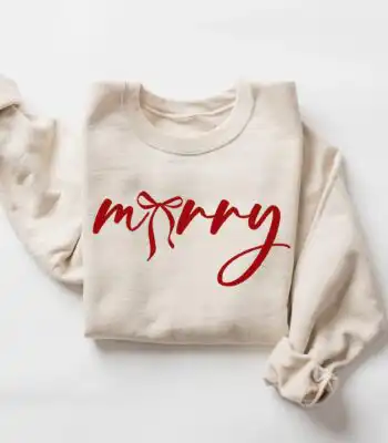 Minimalist Merry Christmas Sweatshirt – Cozy Holiday Crewneck