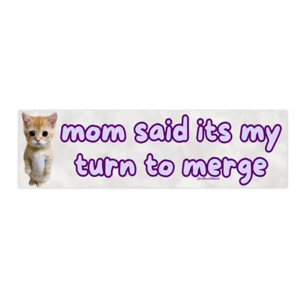 Mom said it's my turn to merge | Funny Waterproof Bumper Sticker