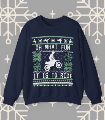 Motocross Ugly Christmas Sweater – Fun Dirt Bike Holiday Sweatshirt