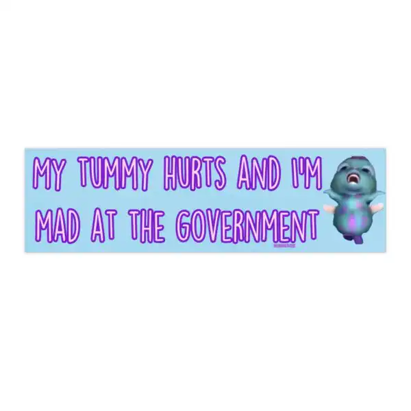 My Tummy Hurts and I'm Mad at the Government Bumper Sticker – Funny Vinyl Décor