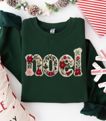 Noel Floral Print Christmas Sweatshirt – Festive Holiday Pullover