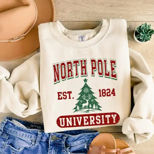 North Pole University Christmas Sweatshirt – Cozy Holiday Crewneck