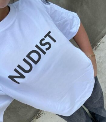 Nudist Graphic Tee for Women – Bold Funny Slogan Shirt