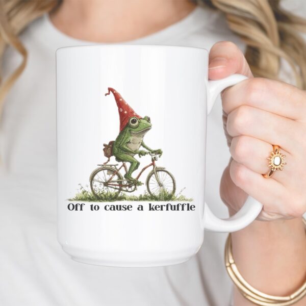 Off to Cause a Kerfuffle Frog Mug – Funny Ceramic Coffee Cup