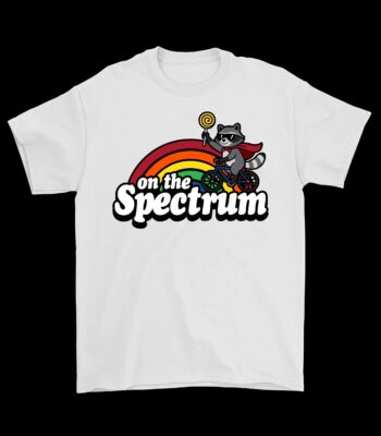 On the Spectrum Raccoon Bike Rainbow Tee – Funny Cotton Shirt