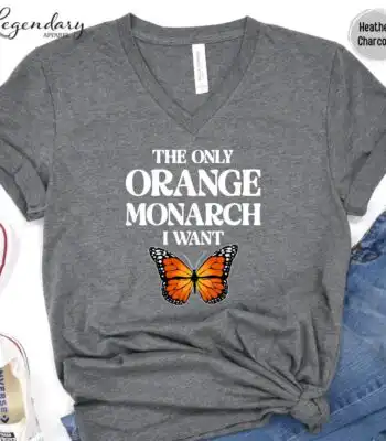 Orange Monarch Butterfly VNeck Shirt – Anti-Trump Equal Rights Tee