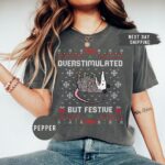 Overstimulated But Festive Possum Christmas Shirt – Funny Holiday Tee