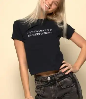 Overworked & Underfucked Women's Cropped Graphic Tee – Soft Cotton Top