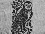 Owl Blossom Block Printed Shirt – Rustic Gray Heather Tee
