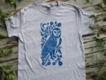 Owl Blossom Block Printed Shirt – Rustic Gray Heather Tee