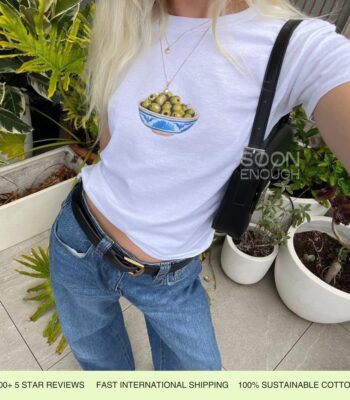 Painted Olives in Blue Bowl Baby Tee – Lightweight Unisex Shirt