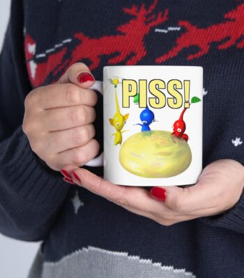 Pikmin PISS Mug – Funny White Ceramic Coffee Cup for All Drinks