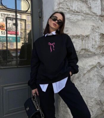 Pink Pretty Bow Sweatshirt – Blush Aesthetic Cozy Pullover