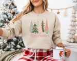 Pink Tree Christmas Sweatshirt - Cute Pink Holiday Hoodie for Women