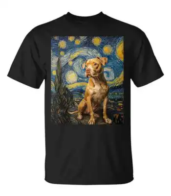 Pitbull Dog Starry Night T-Shirt – Fun Van Gogh Style Tee