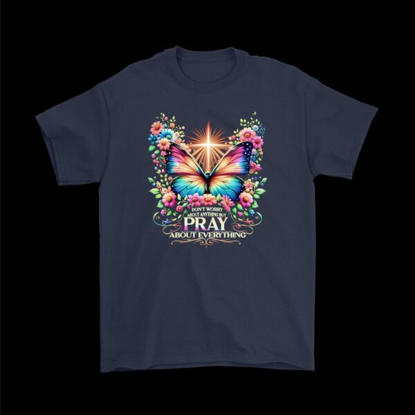 Pray About Everything T-Shirt – Floral Butterfly Faith Tee