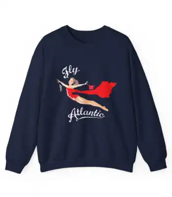 Princess Diana Fly Atlantic Sweatshirt – Retro 80s Navy Crewneck