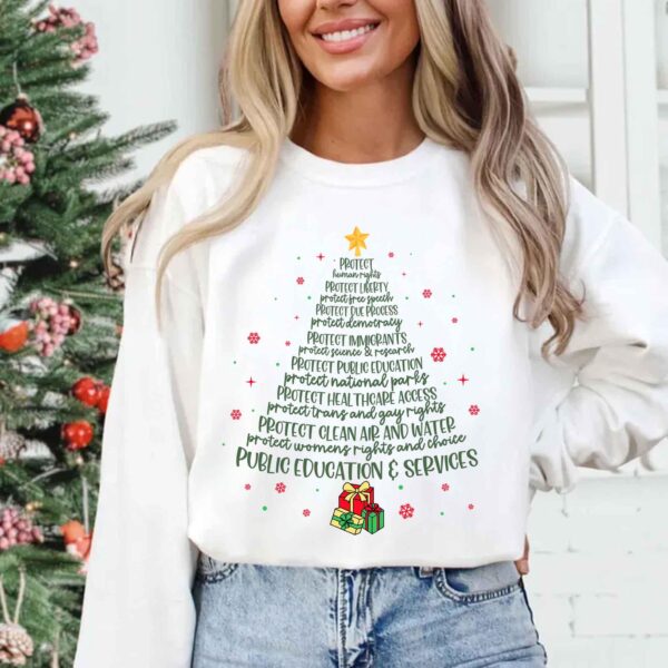 Protect Democracy Christmas Tree Sweatshirt – Cozy Holiday Top