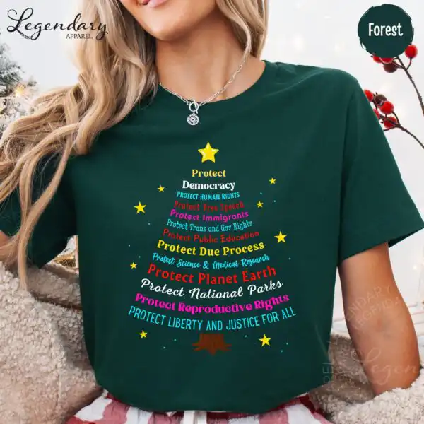 Protect Democracy Christmas Tree Sweatshirt – Cozy Social Justice Apparel