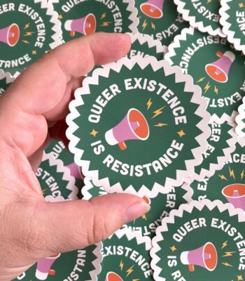 Queer Existence is Resistance Sticker – Retro Pride Vinyl Decal