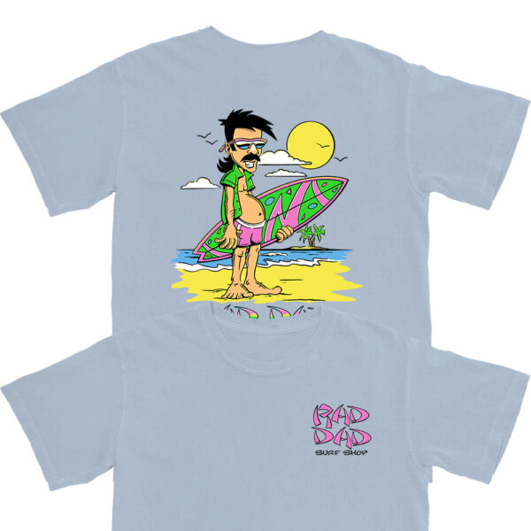 Rad Dad Surf Shop T Shirt – Soft Cotton Tee with Worn-In Comfort