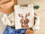 Red Golden Retriever Christmas Sweatshirt – Cute Holiday Crewneck
