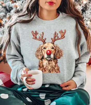 Red Golden Retriever Christmas Sweatshirt – Cute Holiday Crewneck