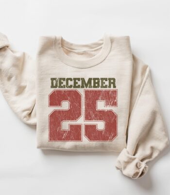 Retro December 25 Christmas Sweatshirt – Cozy Holiday Crewneck
