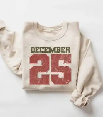 Retro December 25 Christmas Sweatshirt – Cozy Holiday Crewneck