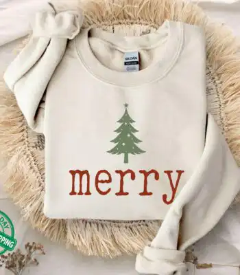 Retro Merry Christmas Sweatshirt – Cute Holiday Gift for Women
