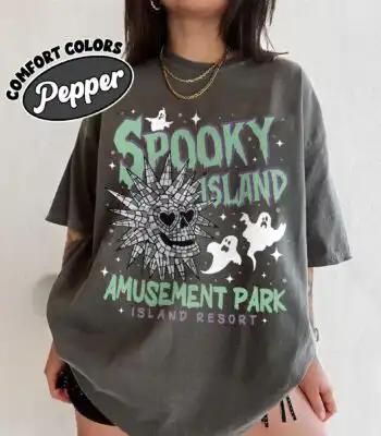 Retro Spooky Island Shirt – Funky Disco Skull Halloween Tee
