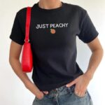 Retro Y2K Just Peachy Tee – Funny Aesthetic Crop Top for Women