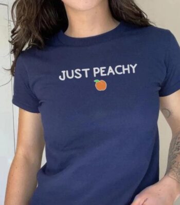 Retro Y2K Just Peachy Tee – Funny Aesthetic Crop Top for Women