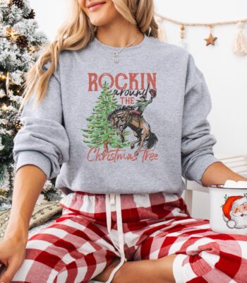 Rockin Around The Christmas Tree Sweatshirt – Cozy Country Hoodie