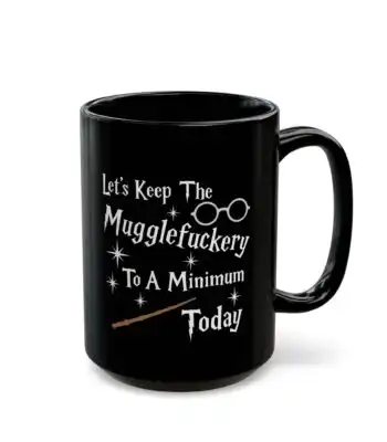 Sarcastic Wizard Coffee Mug – Black Ceramic Humor for Fans